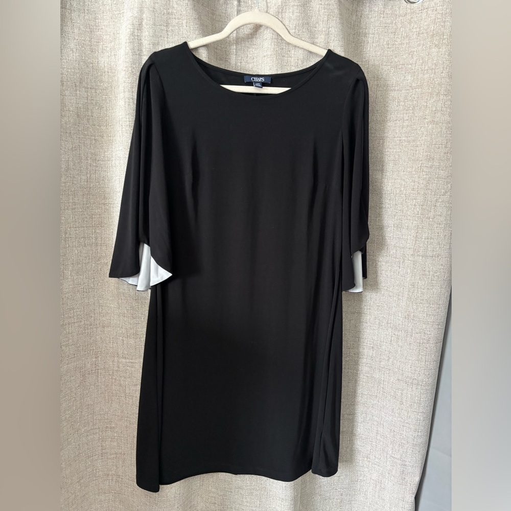 Chaps Black and White Long Sleeve Dress